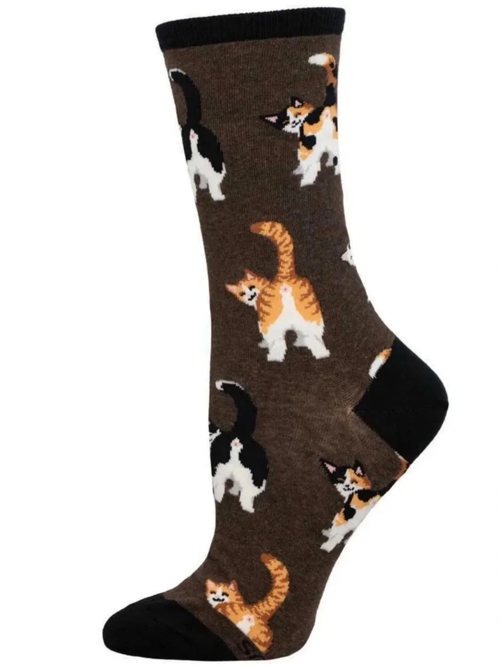 NWT Socksmith Cat Butt socks with brown background Women’s 9-11
